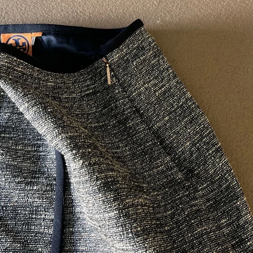 TORY BURCH Skirt Jacquard Blue/Beige  Metallic Tweed - Size 14